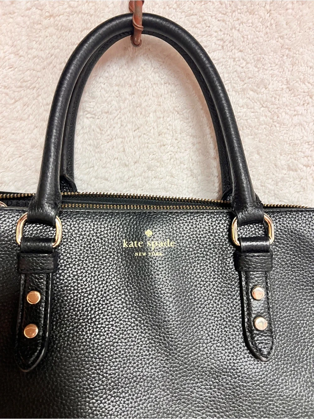 kate spade Black Pebbled Leather Satchel with Shoulder Strap